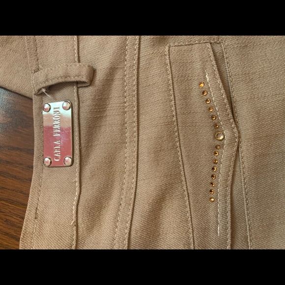 Carla Ferroni Vintage Tan Bling Pants Sz 12 - Picture 5 of 10